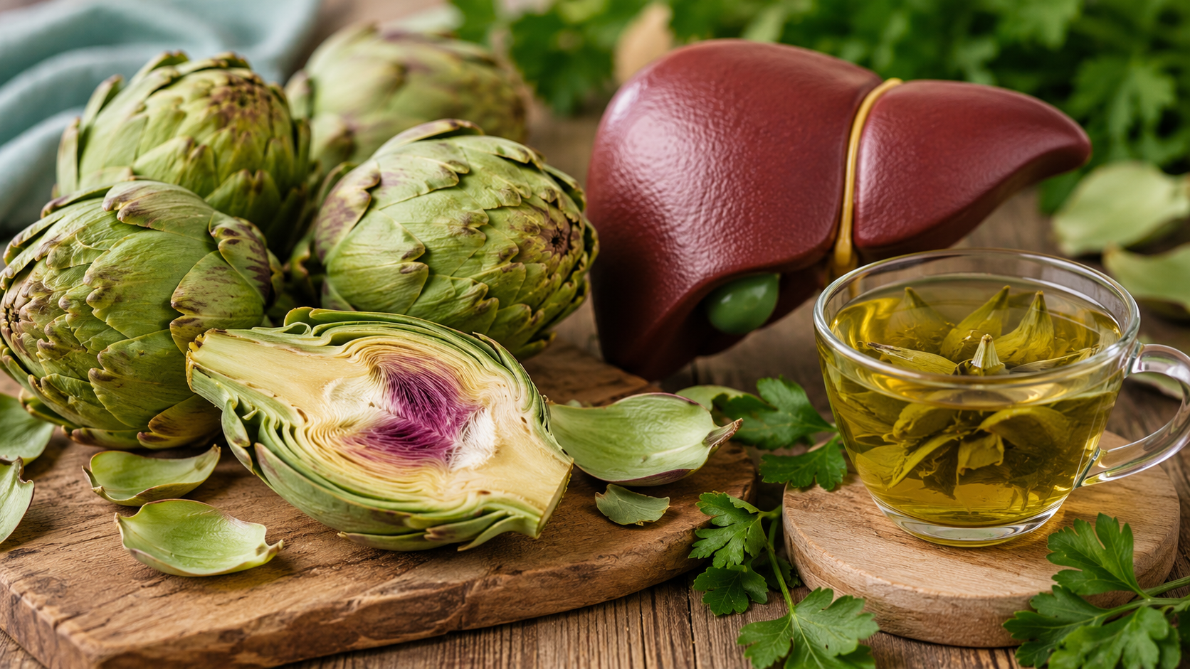 Alcachofa fresca utilizada como alimento natural para apoyar la salud hepática y el bienestar del hígado.